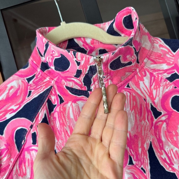 Lilly Pulitzer Zip up Jacket Skipper Popover Flamingo print Resortwear active - Picture 3 of 10